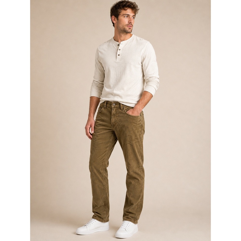 Banana Republic Mens Slim Traveler Pant 31x32 Olive Brown Stretch 5-Pocket